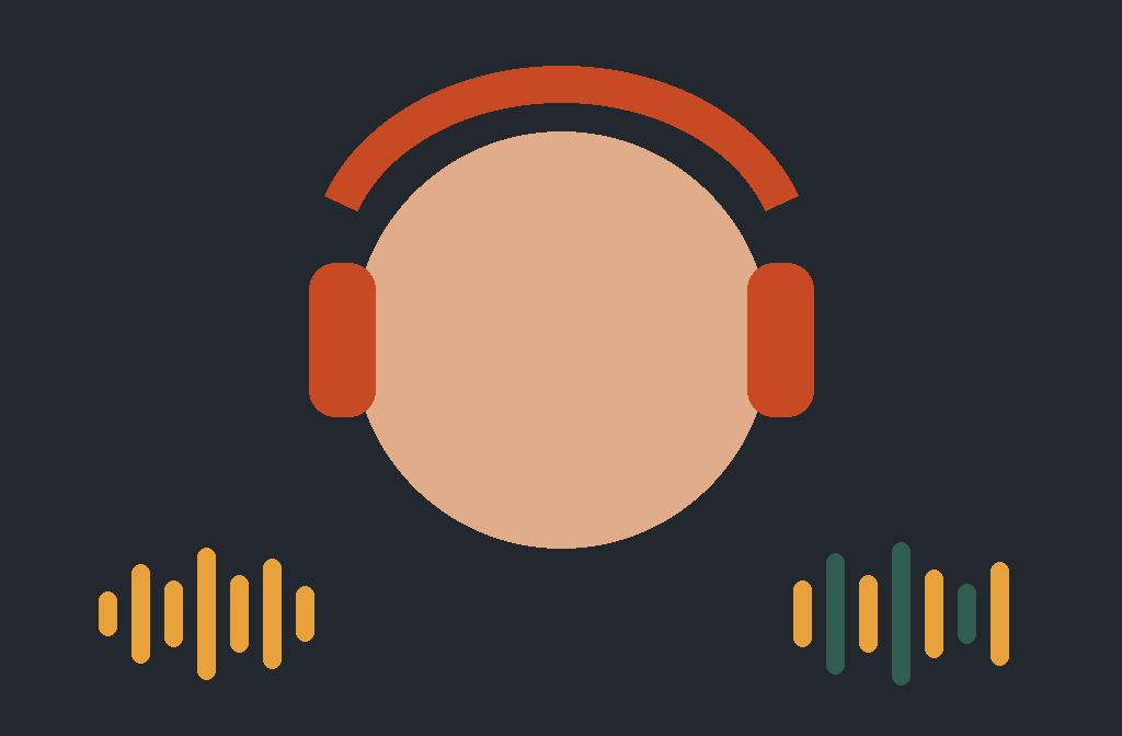 Person practising pronunciation with headphones and a notebook